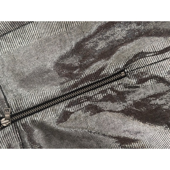 $495 Alice + Olivia Womens 6 Skirt Mini Lamb Leather Metallic Silver Caitlin - Picture 7 of 10